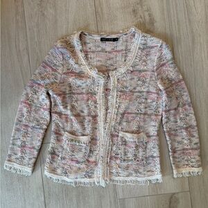 NIC+ZOE Textured Fringe Knit Jacket Size XS